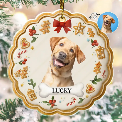 Custom Photo Lovely Pet Face Gingerbread - Personalized Custom Shaped Acrylic Ornament