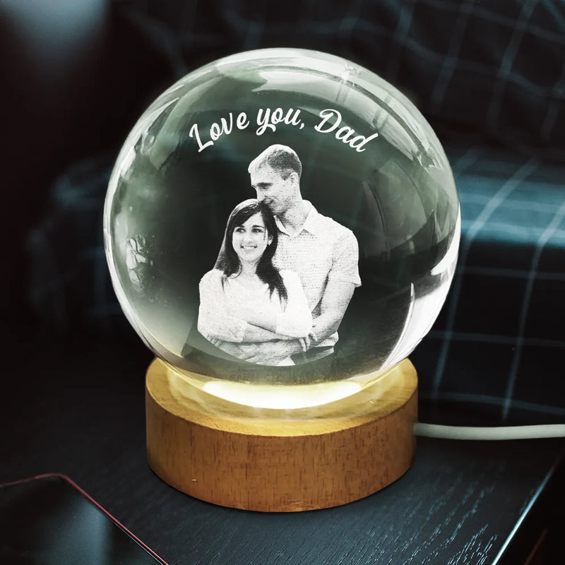 Custom Photo Loving Family Siblings Besties - Personalized Crystal Globe Lamp