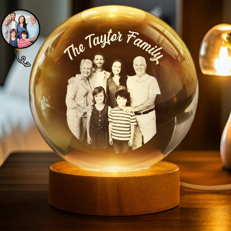 Custom Photo Loving Family Siblings Besties - Personalized Crystal Globe Lamp