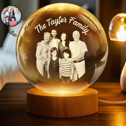 Custom Photo Loving Family Siblings Besties - Personalized Crystal Globe Lamp