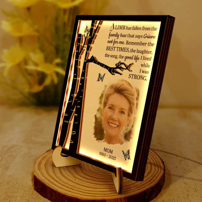 Custom Photo Memorial A Limb Has Fallen - Personalized LED Light Wooden Plaque