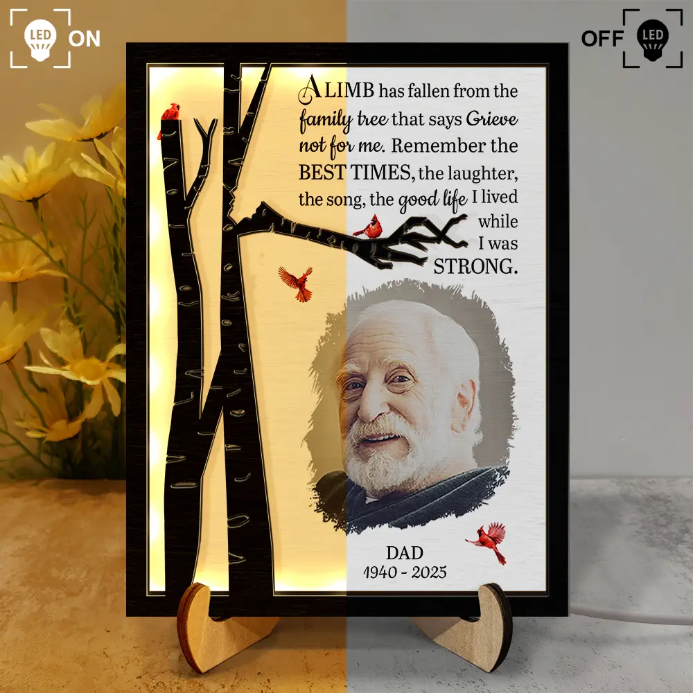 Custom Photo Memorial A Limb Has Fallen - Personalized LED Light Wooden Plaque