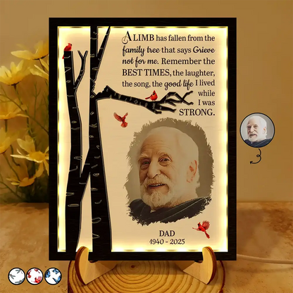 Custom Photo Memorial A Limb Has Fallen - Personalized LED Light Wooden Plaque