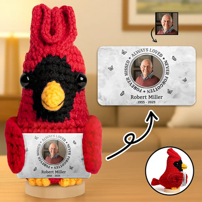 Custom Photo Memorial Always Loved Never Forgotten - Personalized Doll Crochet With Custom Card
