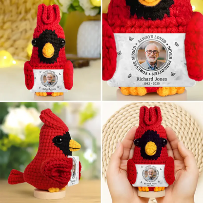 Custom Photo Memorial Always Loved Never Forgotten - Personalized Doll Crochet With Custom Card