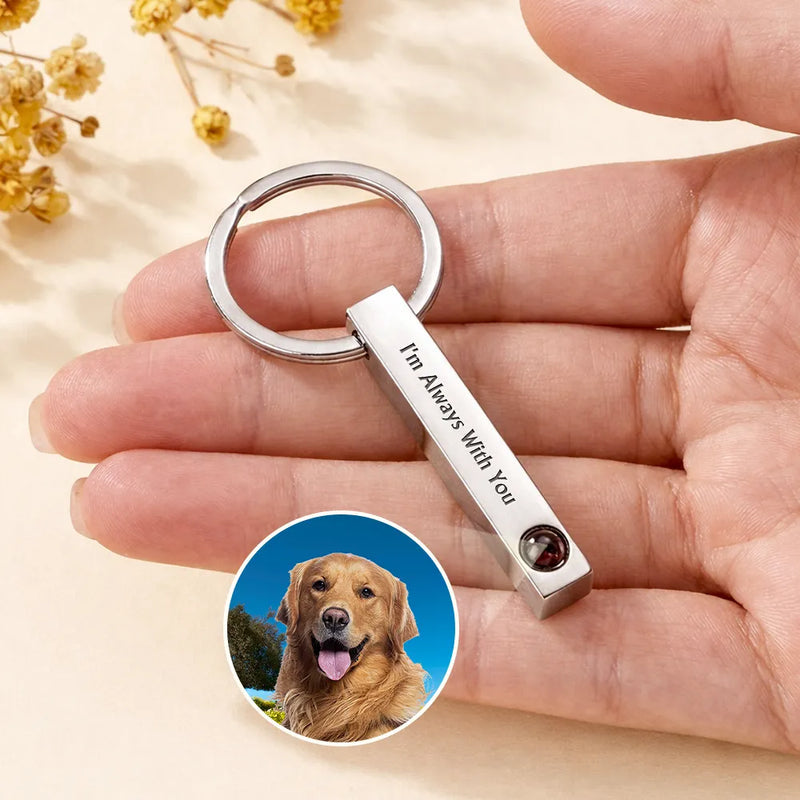Custom Photo Memorial In Loving Memory Family And Pet - Personalized Photo Projection Keychain