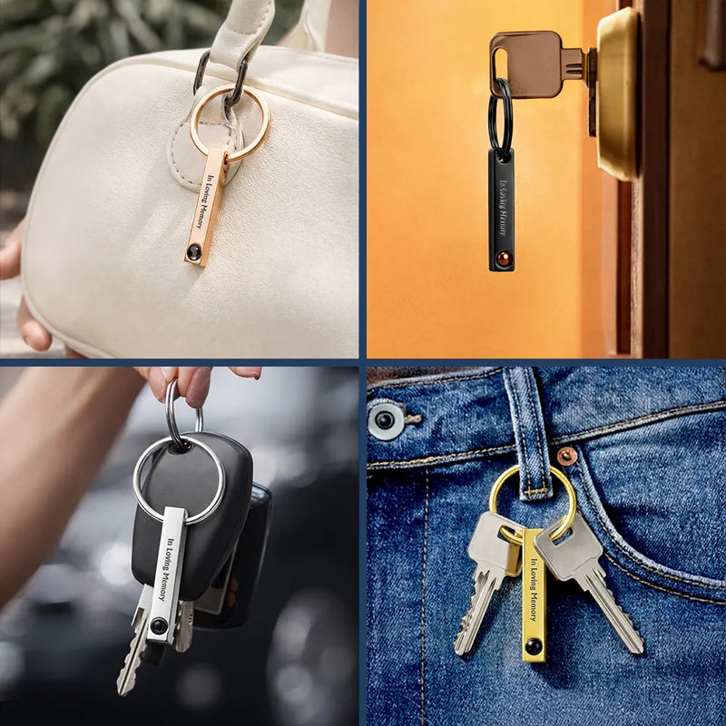 Custom Photo Memorial In Loving Memory Family And Pet - Personalized Photo Projection Keychain