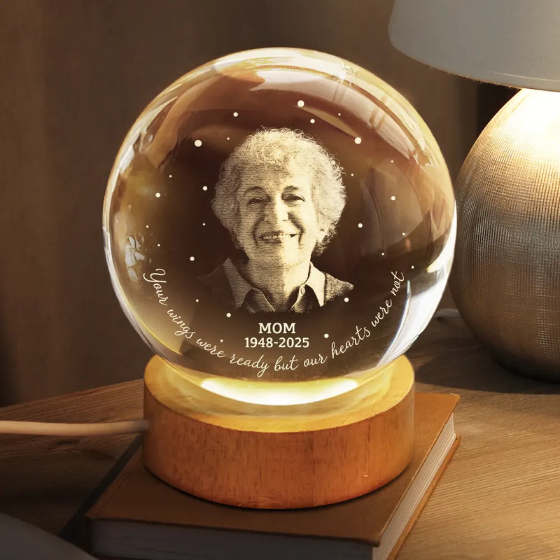 Custom Photo Memorial Your Wings Were Ready - Personalized Crystal Globe Lamp