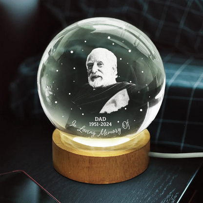 Custom Photo Memorial Your Wings Were Ready - Personalized Crystal Globe Lamp