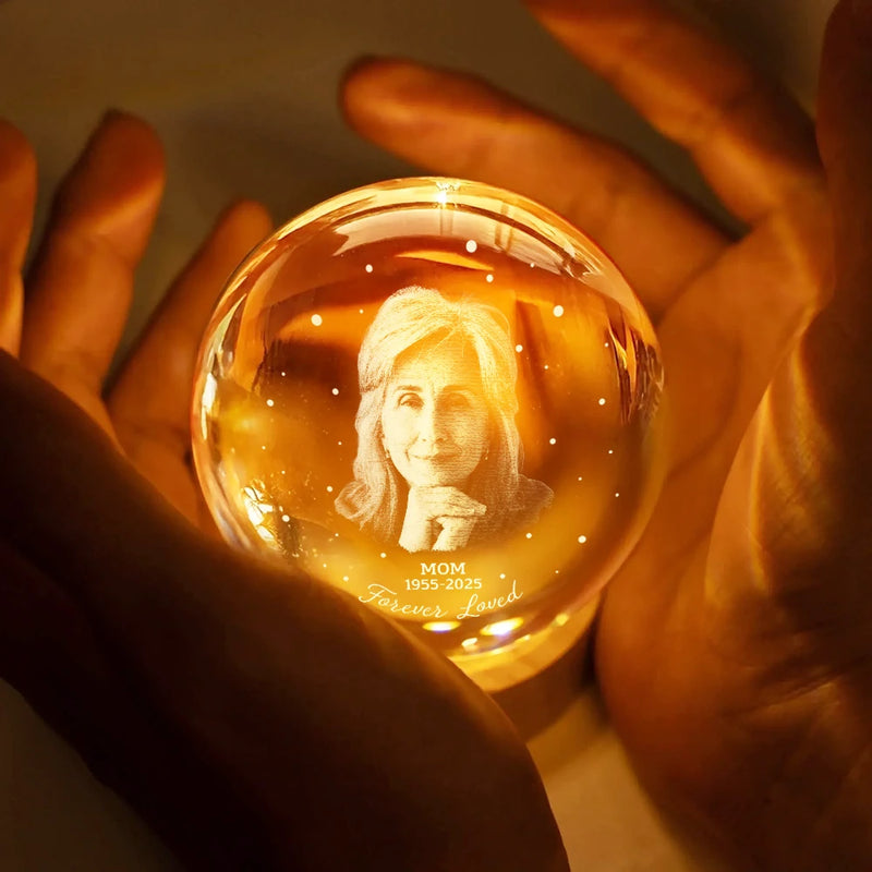 Custom Photo Memorial Your Wings Were Ready - Personalized Crystal Globe Lamp