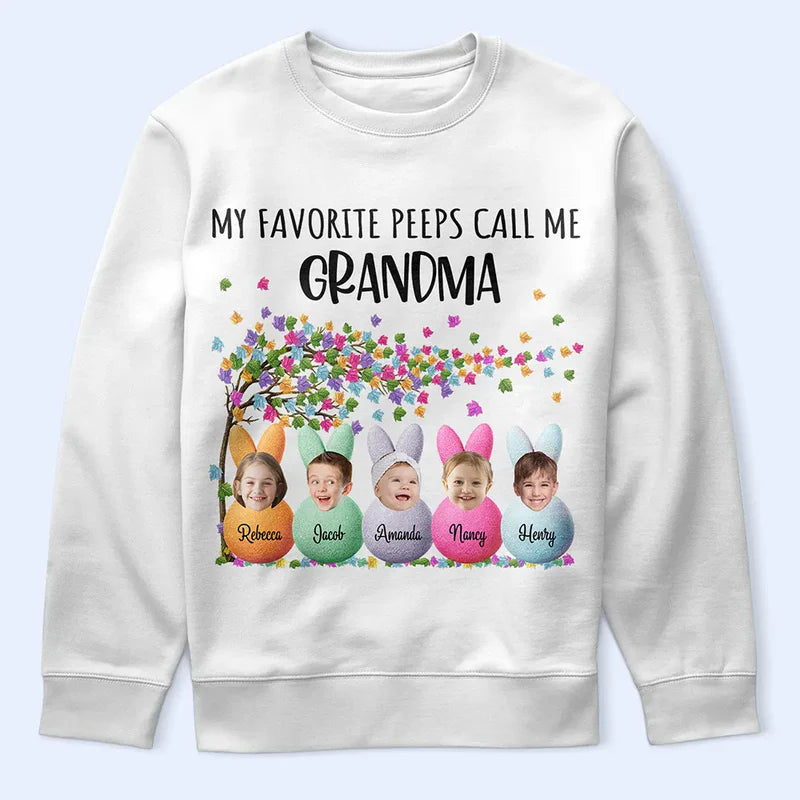 Custom Photo My Favorite Peeps Call Me Grandma - Personalized T Shirt