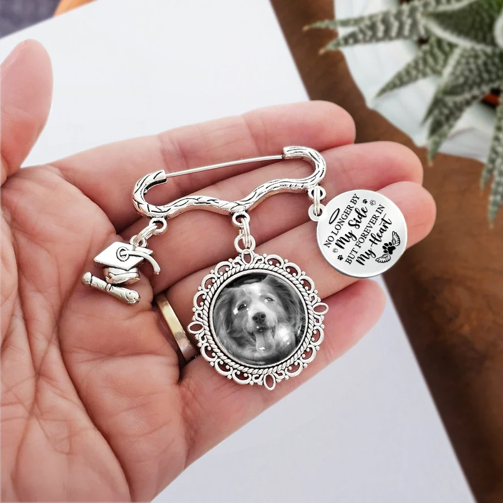 Custom Photo Once By My Side Forever In My Heart - Personalized Graduation Tassel Pin