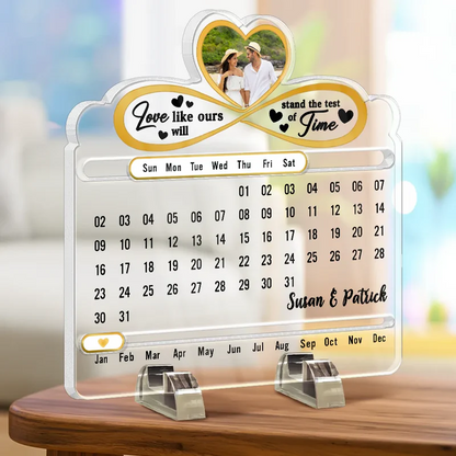 Custom Photo Our Love Is Timeless - Personalized Acrylic Perpetual Desk Calendar