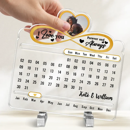 Custom Photo Our Love Is Timeless - Personalized Acrylic Perpetual Desk Calendar