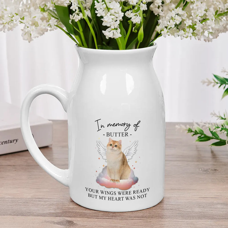 Custom Photo Paw Prints On Our Hearts Memorial Dog Cat - Personalized Ceramic Flower Vase
