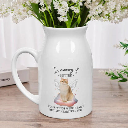 Custom Photo Paw Prints On Our Hearts Memorial Dog Cat - Personalized Ceramic Flower Vase