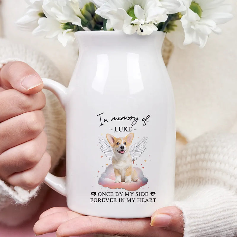 Custom Photo Paw Prints On Our Hearts Memorial Dog Cat - Personalized Ceramic Flower Vase