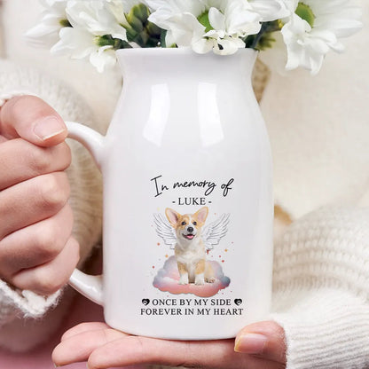 Custom Photo Paw Prints On Our Hearts Memorial Dog Cat - Personalized Ceramic Flower Vase