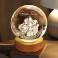 Custom Photo Pencil Sketch Art A True Friendship Is A Journey Without An End - Personalized Crystal Globe Lamp