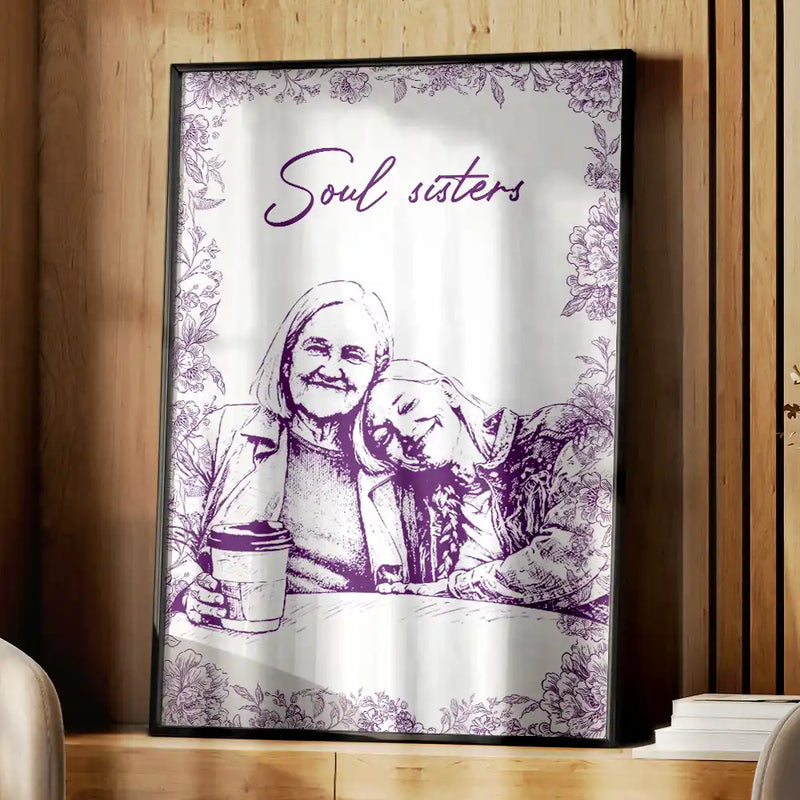Custom Photo Pencil Sketch A True Friendship Is A Journey Without An End - Personalized Poster