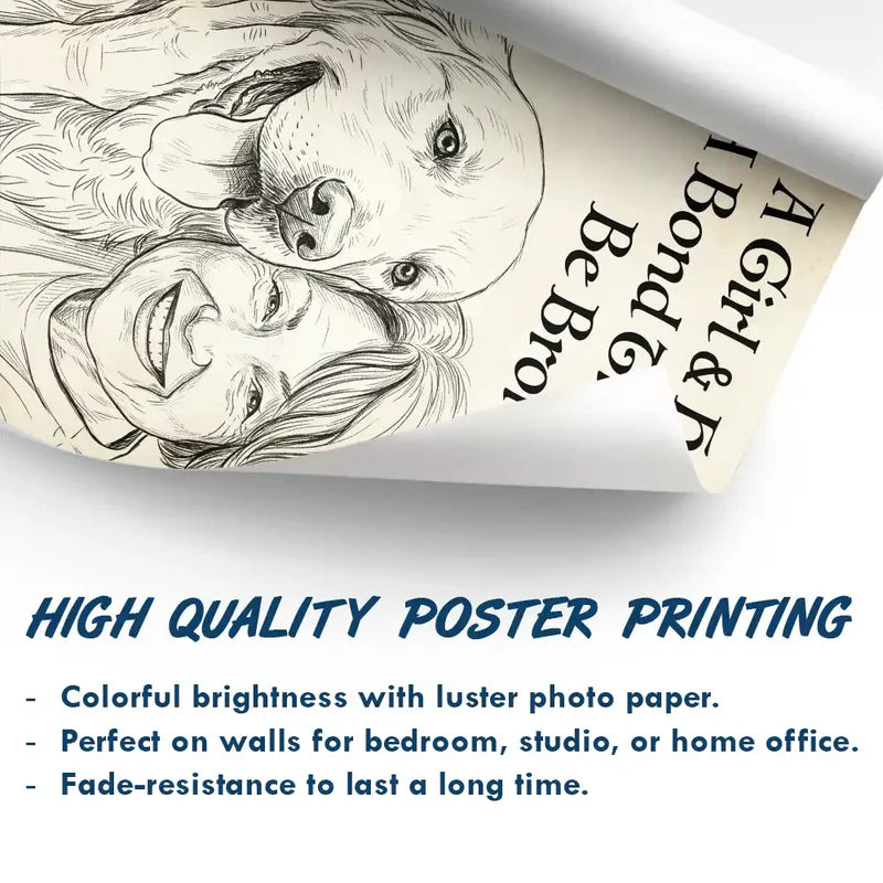 Custom Photo Pencil Sketch And She Lived Happily Ever After Dog Cat - Personalized Poster
