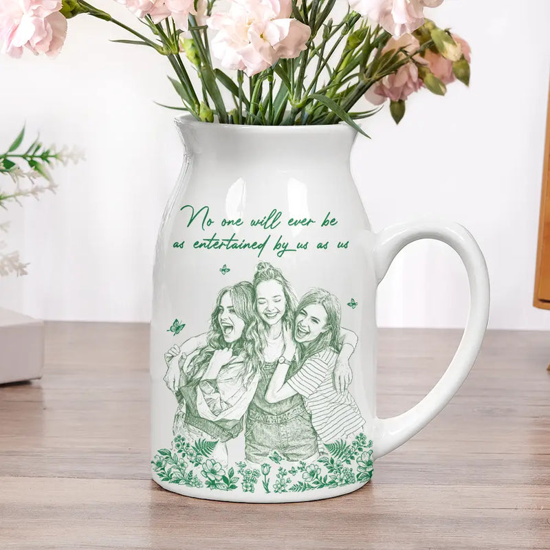 Custom Photo Pencil Sketch Art It Takes A Long Time To Grow An Old Friend - Personalized Ceramic Flower Vase
