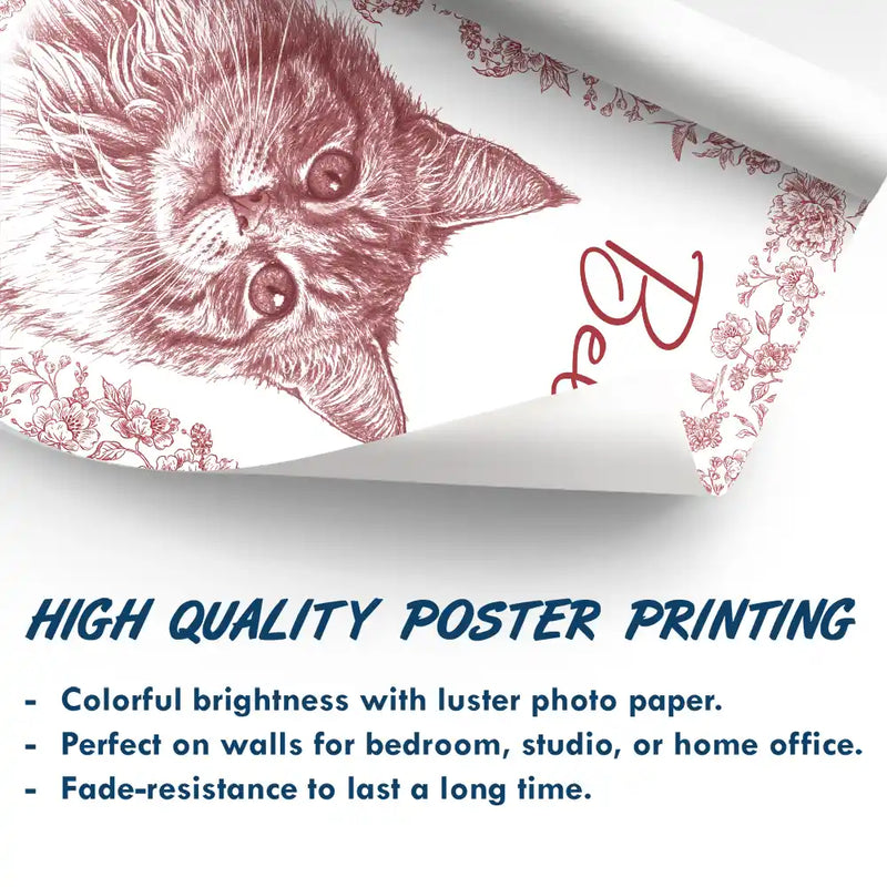 Custom Photo Pencil Sketch Dog Cat Portrait - Personalized Poster