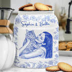 Custom Photo Pencil Sketch Dog Cat Portrait - Personalized Cookie Jar