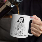 Custom Photo Pencil Sketch Family Dog Cat Portrait - Personalized Mug