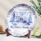 Custom Photo Pencil Sketch House Sketch Where Love Never Ends - Personalized Ceramic Plate