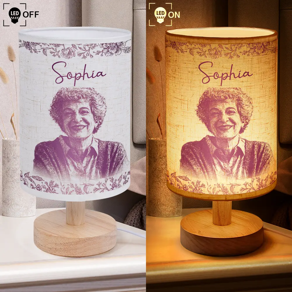 Custom Photo Pencil Sketch Memorial Family Dog Cat Portrait - Personalized Fabric Lamp