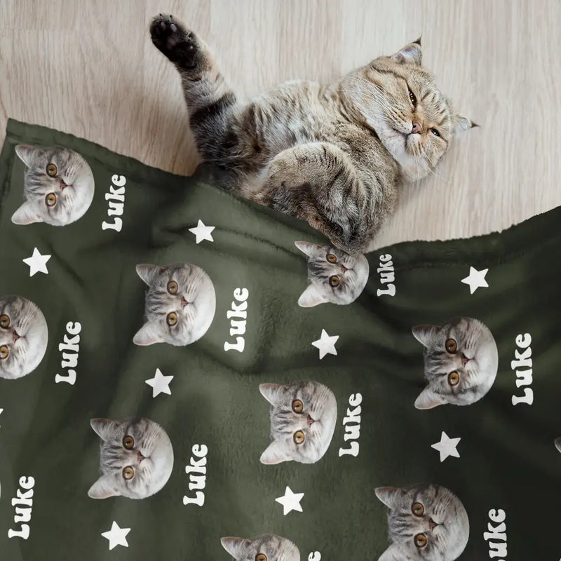 Custom Photo Pet Face Sidelong - Personalized Pet Blanket