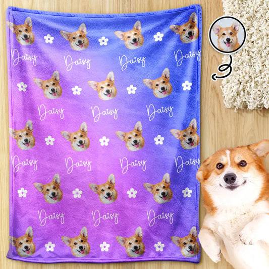 Custom Photo Pet Face Sidelong - Personalized Pet Blanket