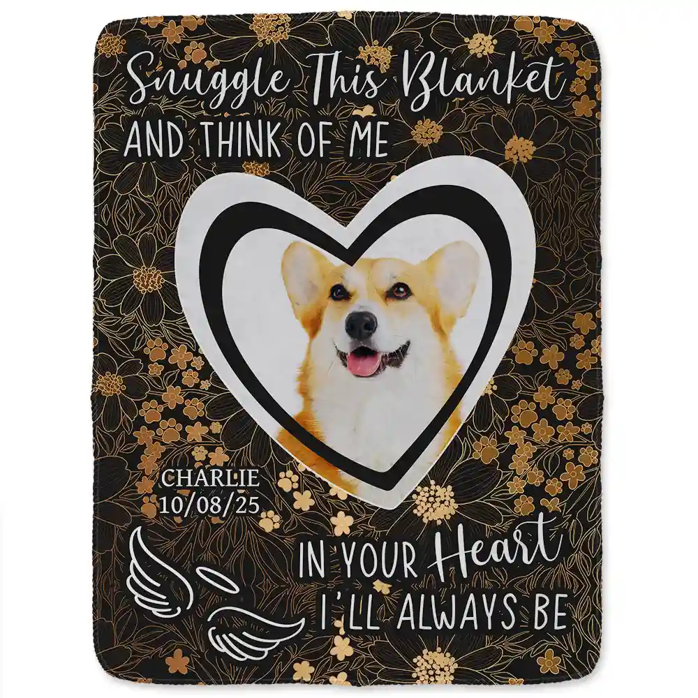 Custom Photo Pet Memorial In Your Heart I Will Always Be - Personalized Blanket