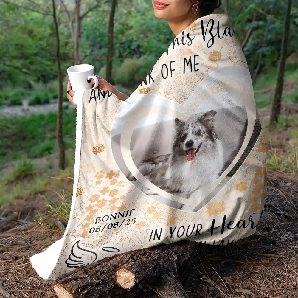 Custom Photo Pet Memorial In Your Heart I Will Always Be - Personalized Blanket