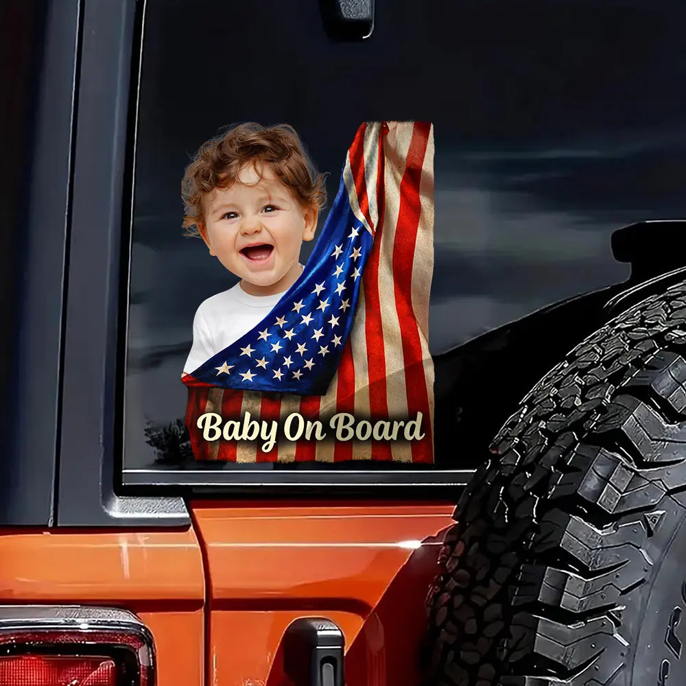 Custom Photo Realistic Flag Baby And Paws On Board - Personalized Decor Decal