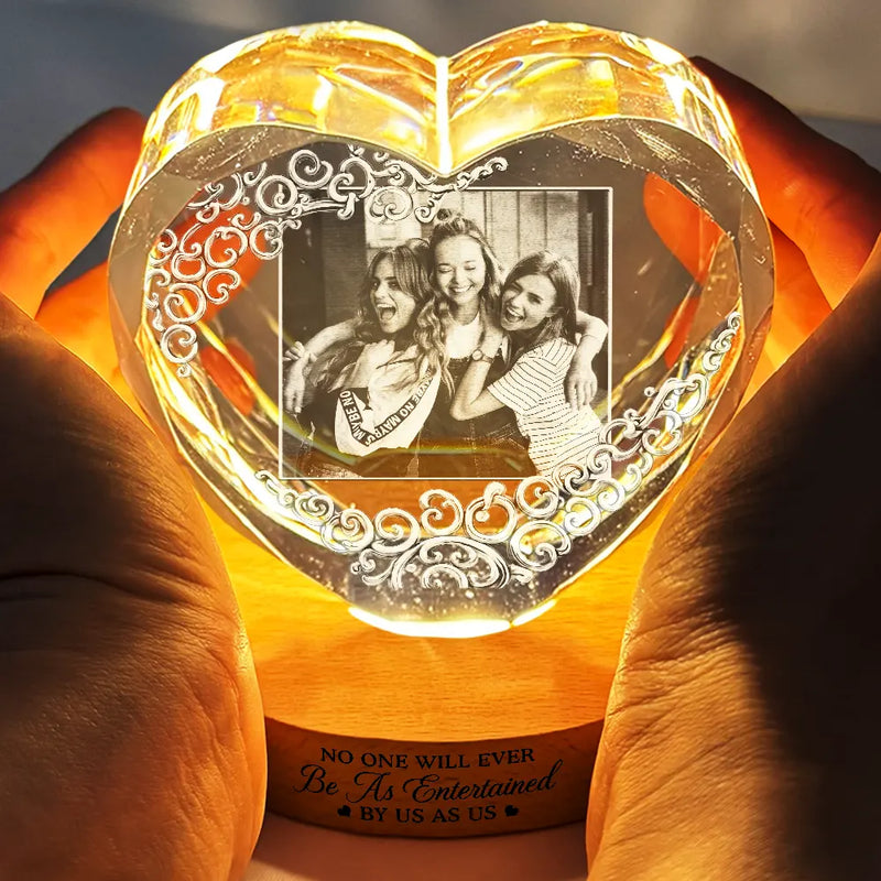 Custom Photo Right In The Throat Bestie - Personalized Crystal Heart Shaped Lamp