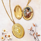 Custom Photo Simple Initial Necklace - Personalized Locket Necklace