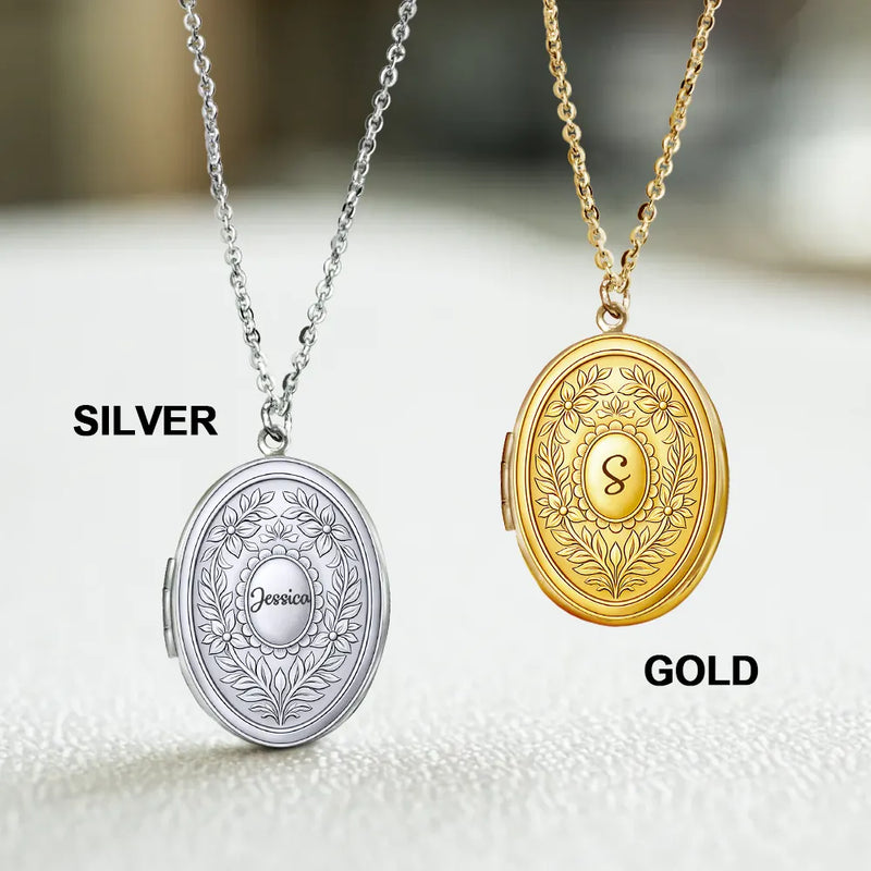 Custom Photo Simple Initial Necklace - Personalized Locket Necklace