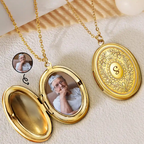 Custom Photo Simple Initial Necklace - Personalized Locket Necklace