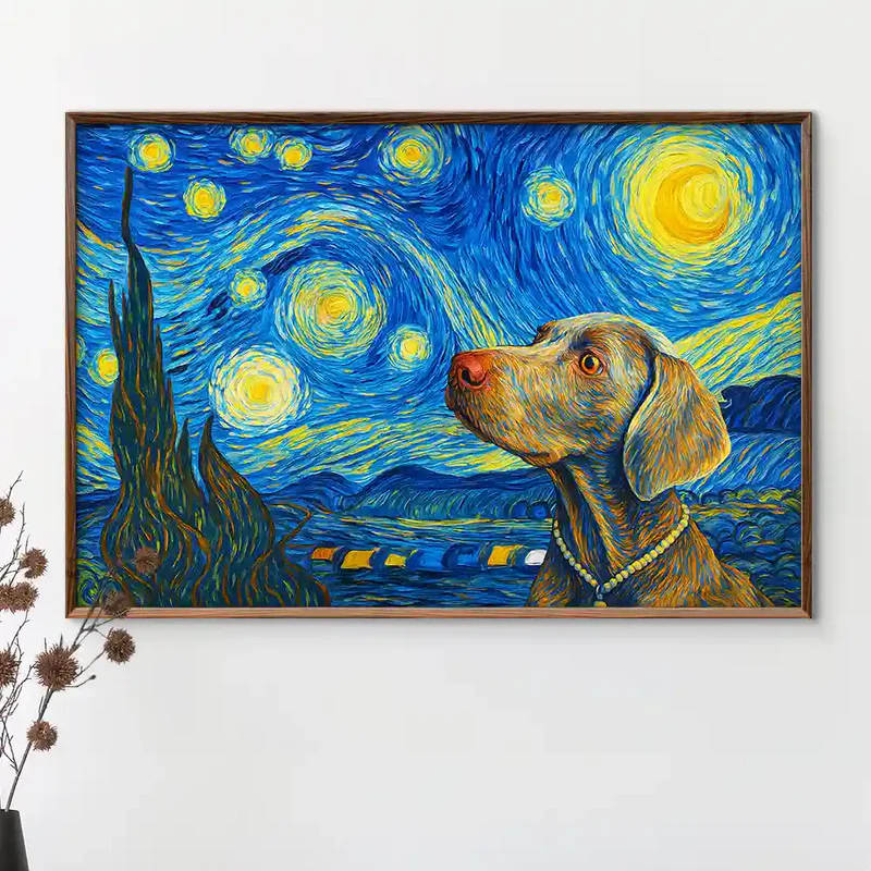 Custom Photo Starry Night Dog Cat Pet - Personalized Poster