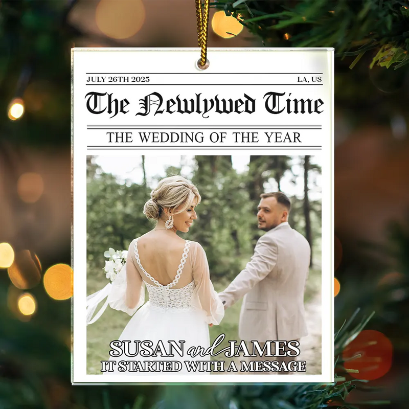 Custom Photo Started With A Message Couples - Personalized Custom Shaped Acrylic Ornament