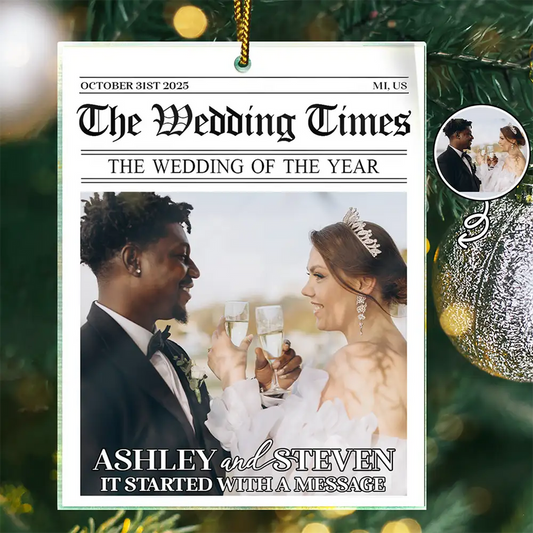 Custom Photo Started With A Message Couples - Personalized Custom Shaped Acrylic Ornament