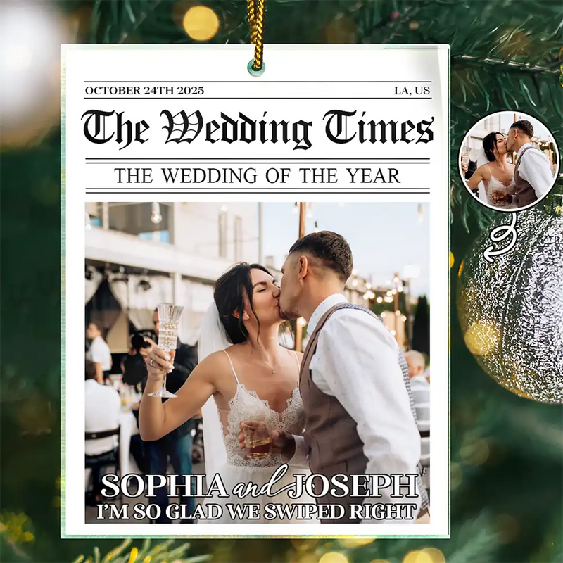 Custom Photo Started With A Message Couples - Personalized Custom Shaped Acrylic Ornament