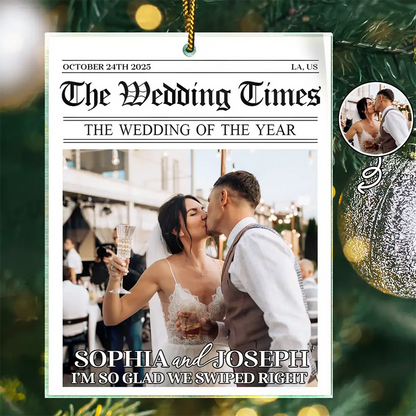 Custom Photo Started With A Message Couples - Personalized Custom Shaped Acrylic Ornament