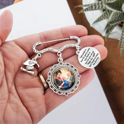 Custom Photo Take Pride In How Far You've Come - Personalized Graduation Tassel Pin