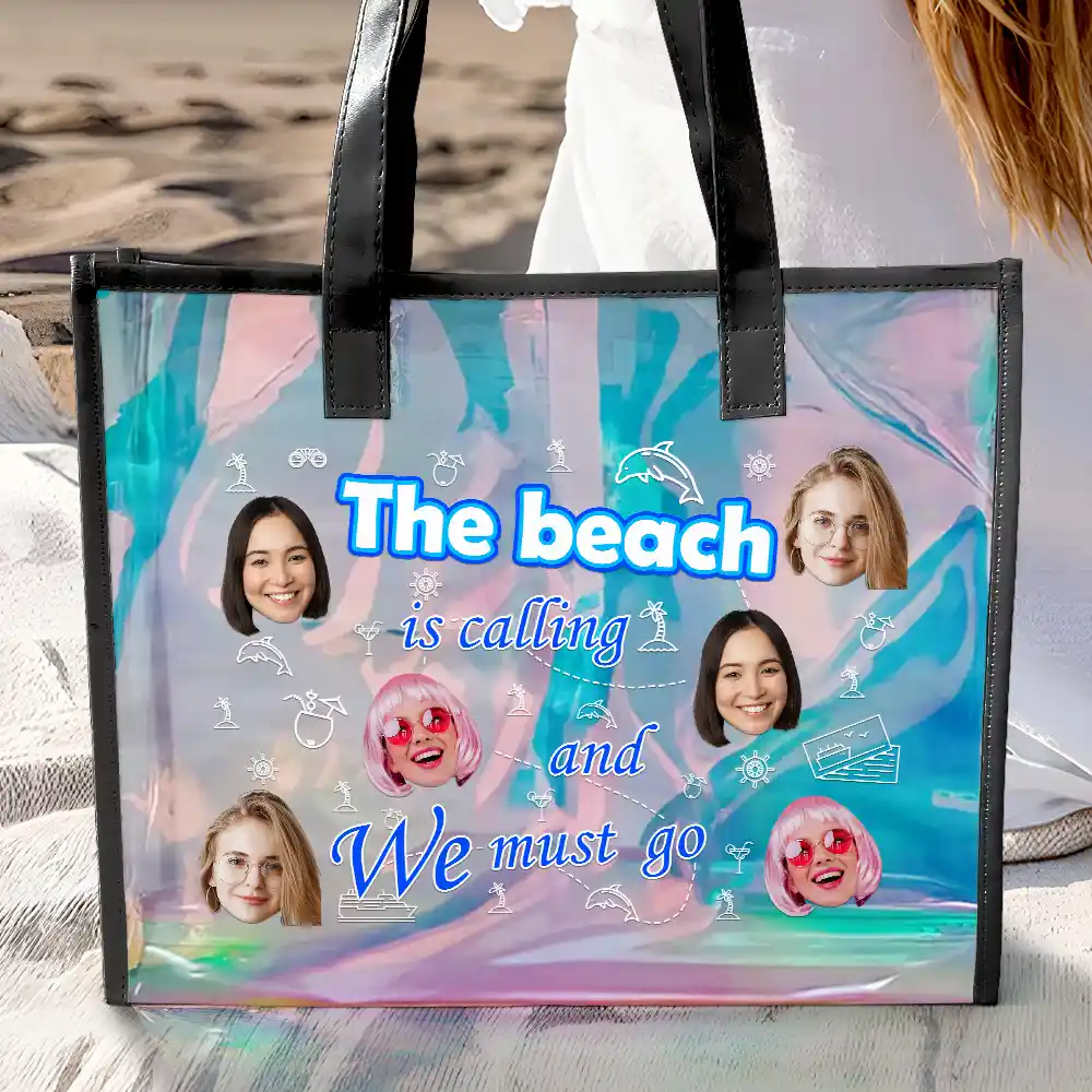Custom Photo The Beach Is Calling And I Must Go - Personalized Holographic Tote