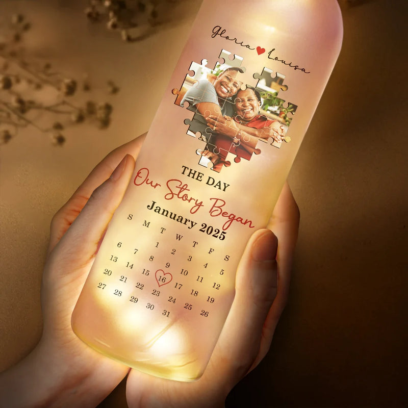 Custom Photo The Day I Found My Missing Piece - Personalized Bottle Light