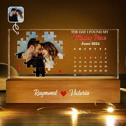 Custom Photo The Day I Found My Missing Piece - Personalized Rectangle LED Light