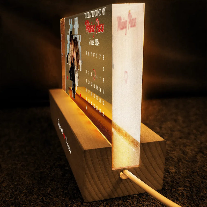 Custom Photo The Day I Found My Missing Piece - Personalized Rectangle LED Light